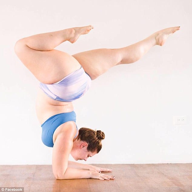 Strike a pose: Dana Falsetti is a plus-size yoga teacher who credits the practice for helping overcome a lifetime of binge-eating and feelings of unworthiness 